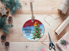 Western Christmas round ornament PNG Digital Download