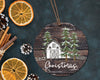 Christmas Sublimation PNG download for round ornament with wood background