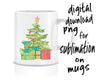 Christmas sublimation design PNG with tree and presents