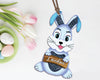 Boy blue bunny bag tag sublimation PNG