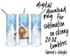 Winter Sublimation design for skinny tumbler with snowman