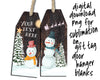 Snowman sublimation download for gift tag door hanger blanks