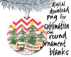 Christmas ornament sublimation design template with watercolor trees