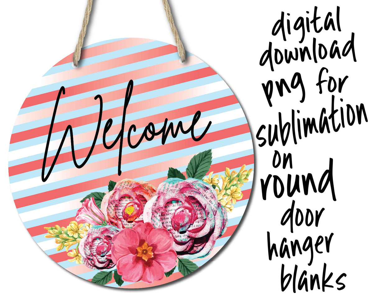 Welcome Sublimation design PNG for door hanger – Crimson & Coral Design Co.