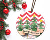 Christmas ornament sublimation design template with watercolor trees