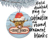 Sublimation PNG for custom family ranch christmas ornament