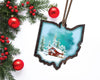 Ohio shape rustic Christmas ornament design