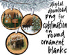 wood slice sublimation png bundle for round ornaments